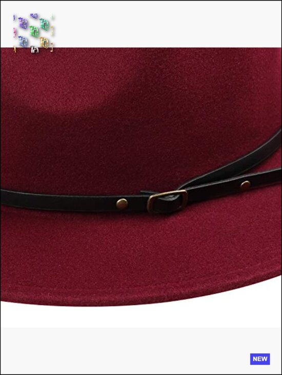 Classic Felt Fedora Wide Brim Floppy Panama Hat with Belt Buckle main image 6